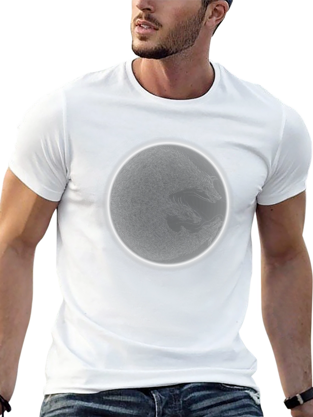 Wolf Moon Graphic Tee - Mens Black Cotton T-Shirt