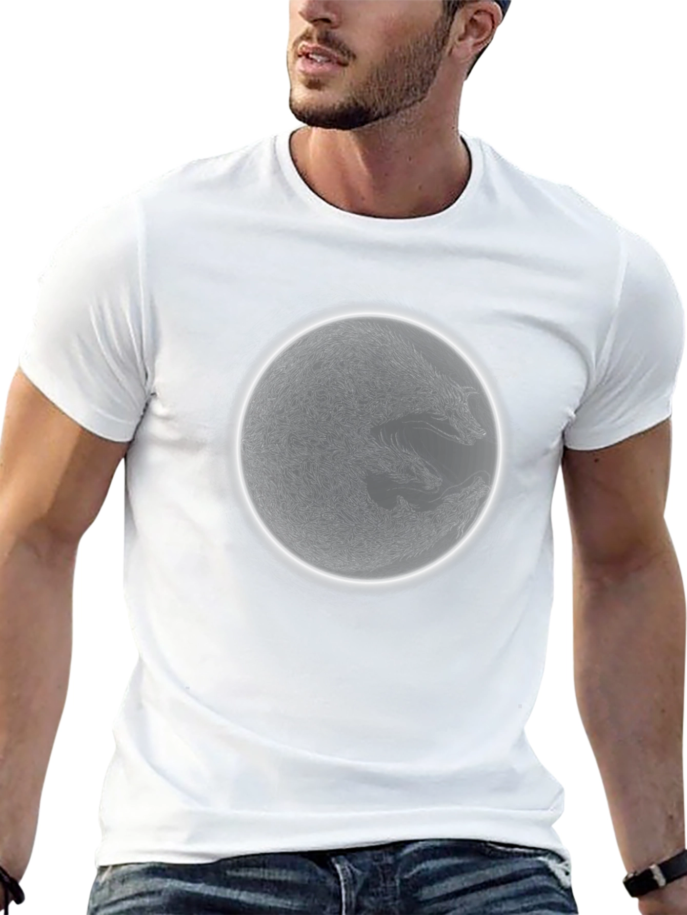Wolf Moon Graphic Tee - Mens Black Cotton T-Shirt