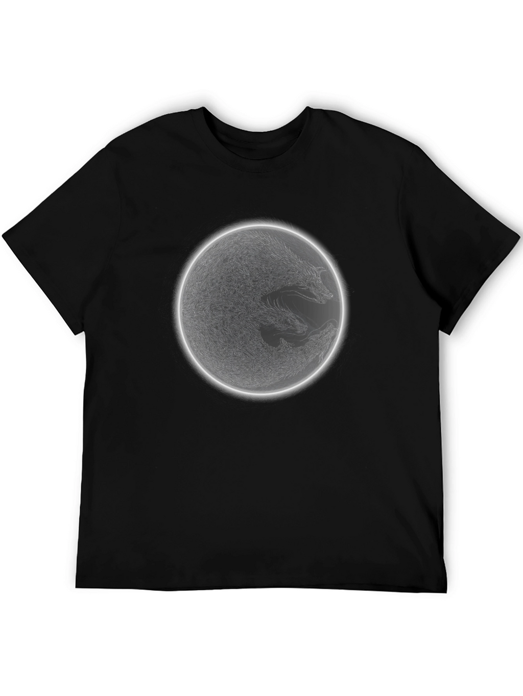 Wolf Moon Graphic Tee - Mens Black Cotton T-Shirt