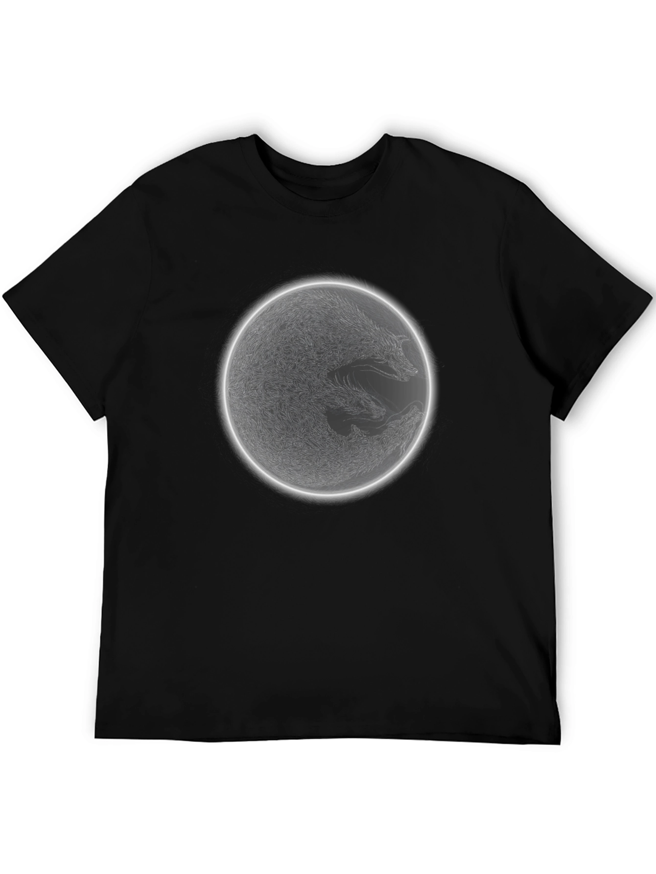Wolf Moon Graphic Tee - Mens Black Cotton T-Shirt