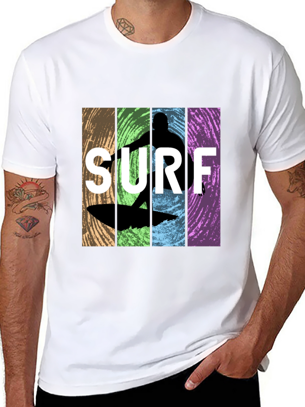 Surf Silhouette Graphic T-Shirt - Retro Design