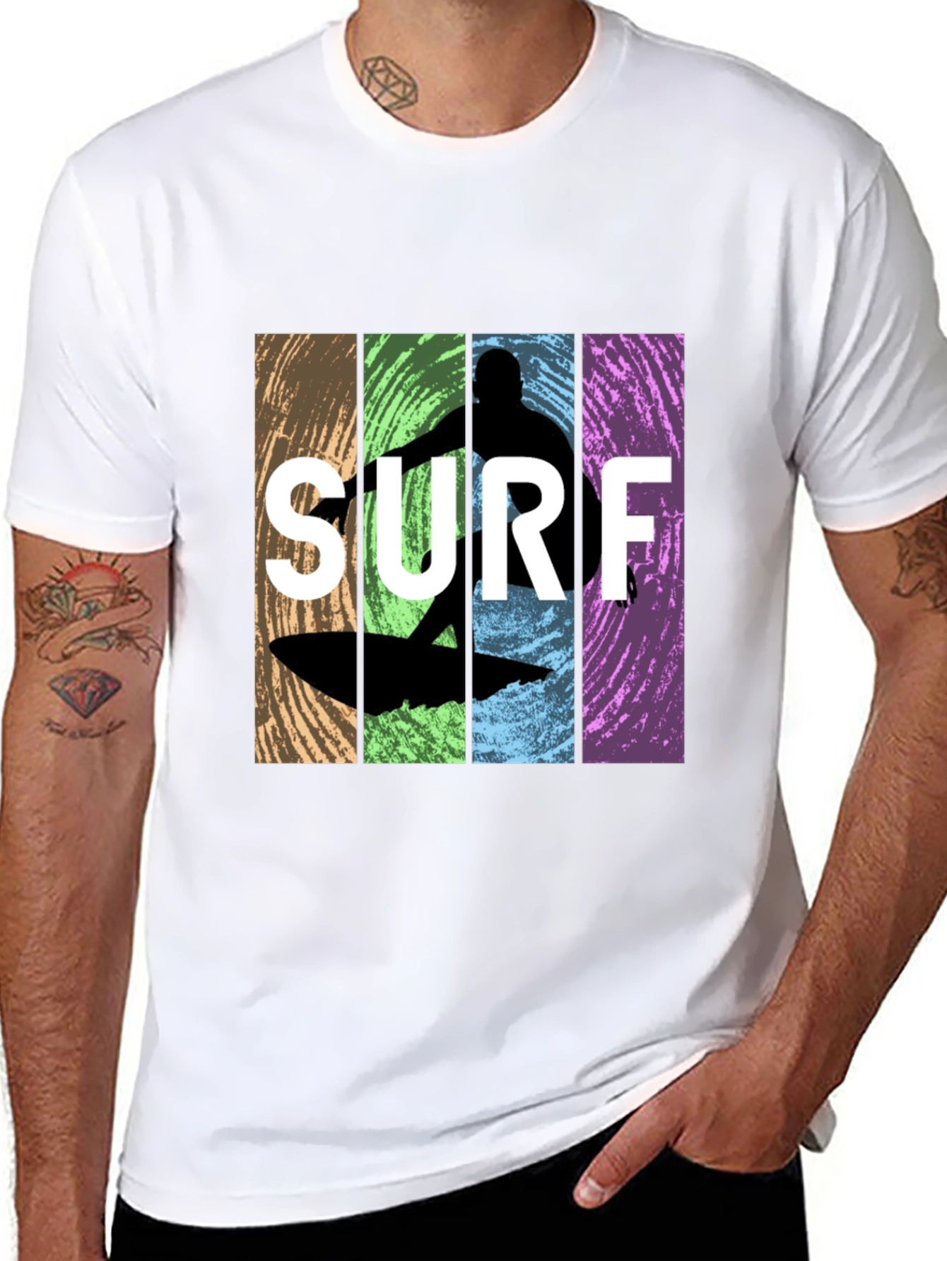 Surf Silhouette Graphic T-Shirt - Retro Design