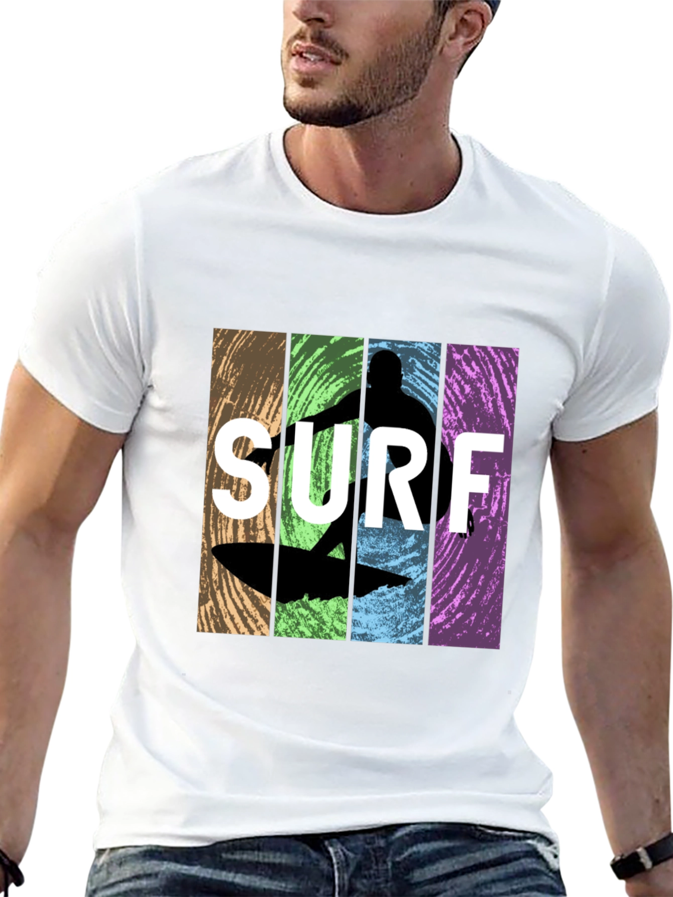 Surf Silhouette Graphic T-Shirt - Retro Design