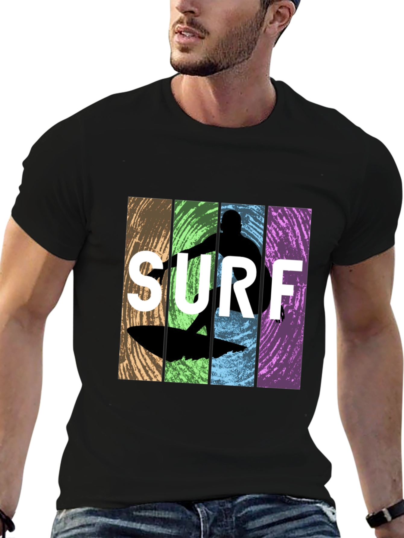 Surf Silhouette Graphic T-Shirt - Retro Design