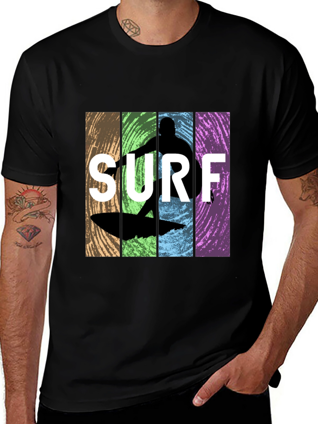 Surf Silhouette Graphic T-Shirt - Retro Design