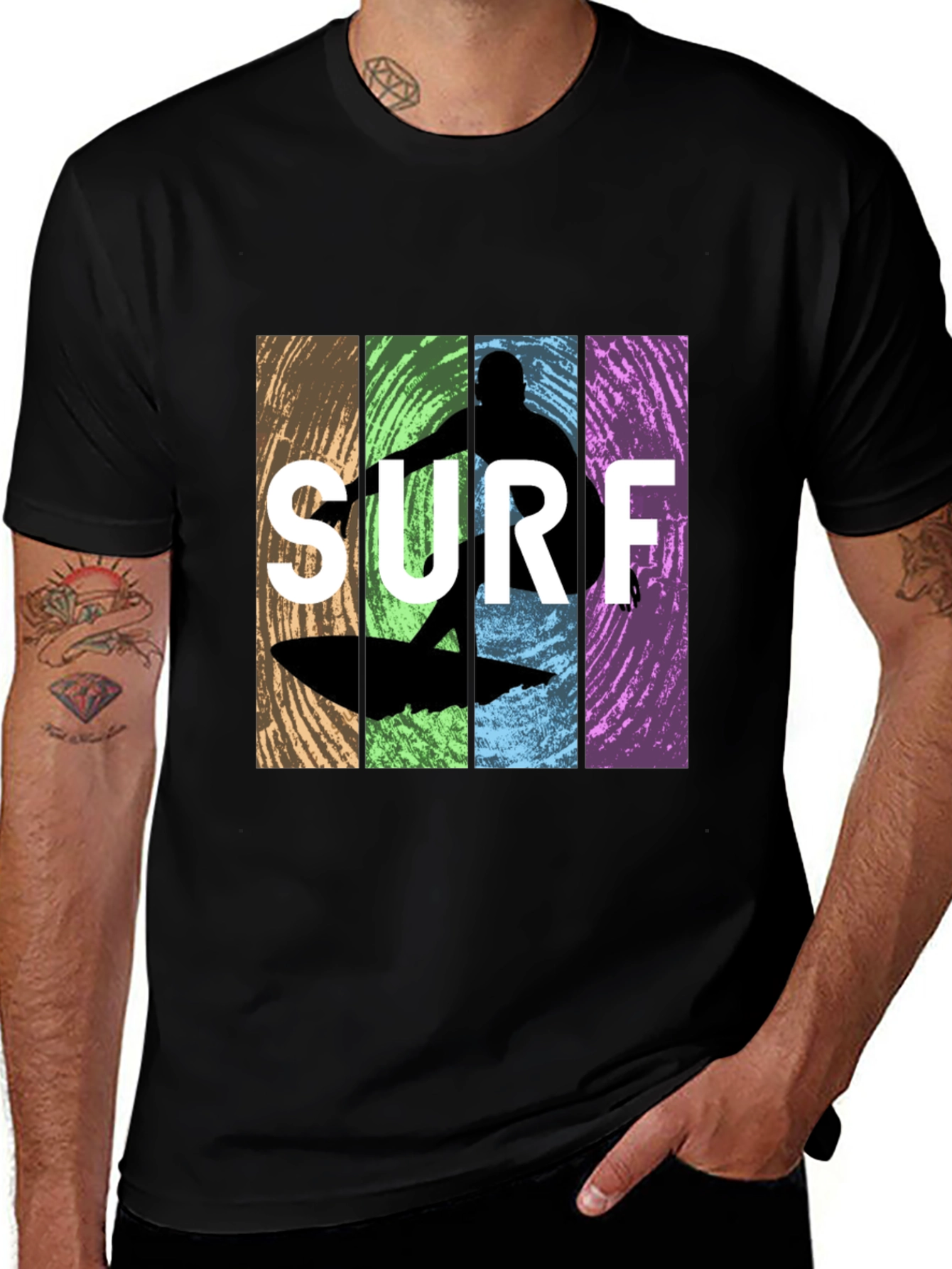 Surf Silhouette Graphic T-Shirt - Retro Design