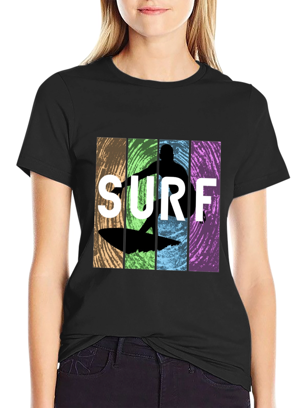 Surf Silhouette Graphic T-Shirt - Retro Design