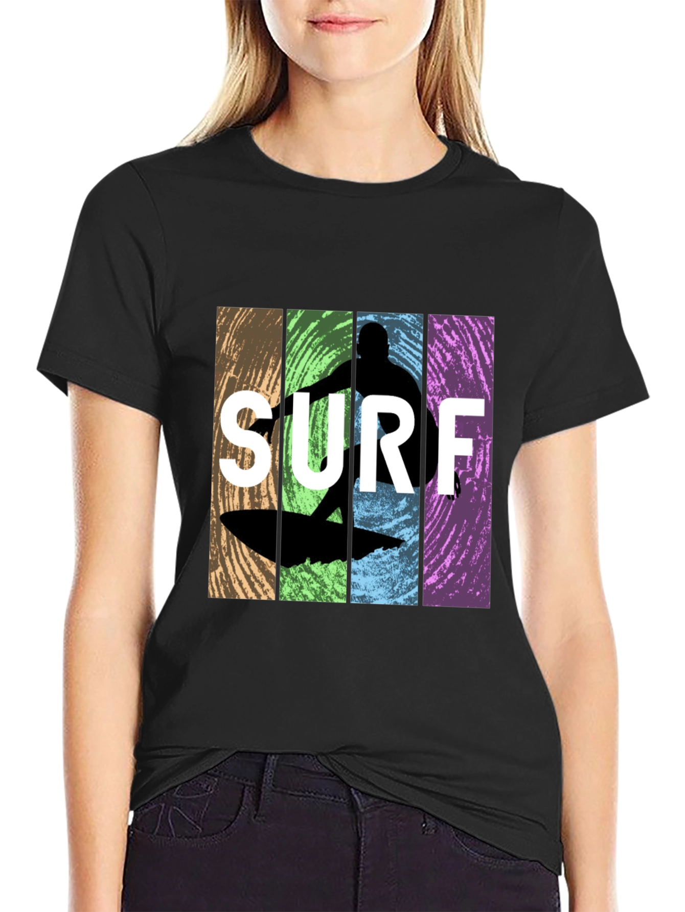 Surf Silhouette Graphic T-Shirt - Retro Design