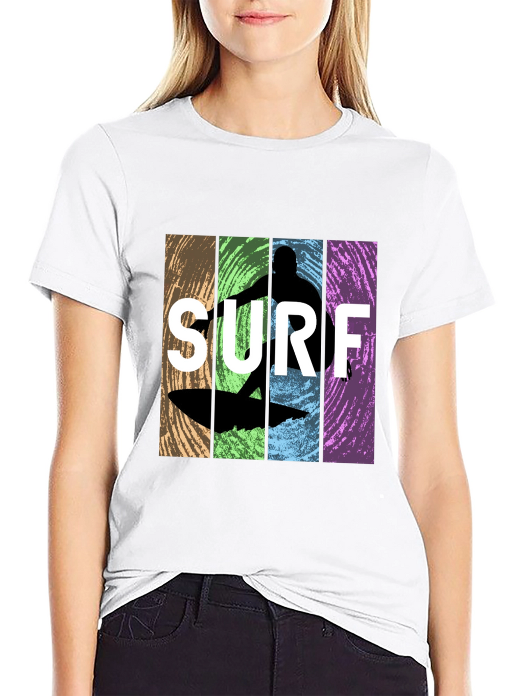 Surf Silhouette Graphic T-Shirt - Retro Design