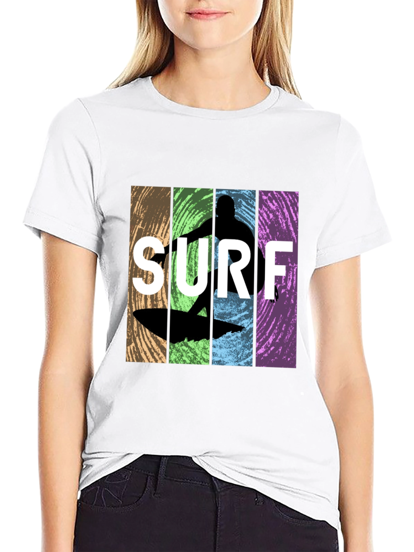 Surf Silhouette Graphic T-Shirt - Retro Design