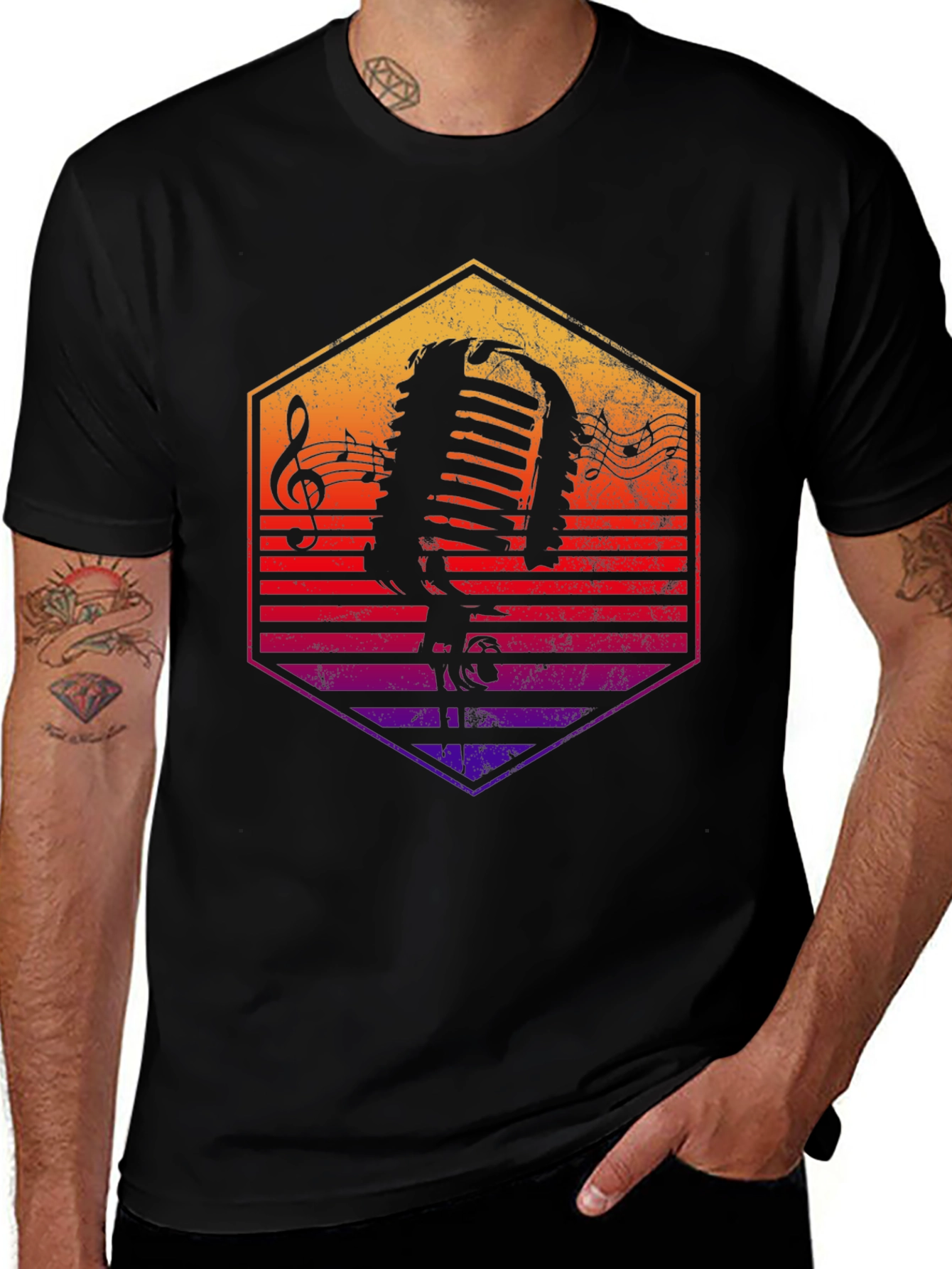 Retro Microphone Graphic T-Shirt - Music Lover Tee