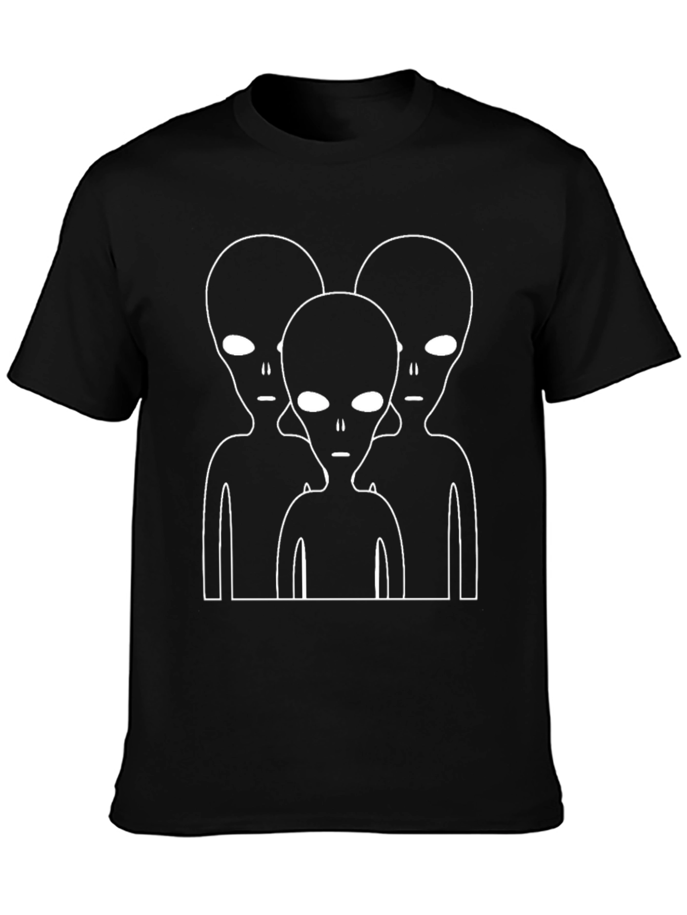 Alien Trio Graphic Tee - Black Cotton T-Shirt