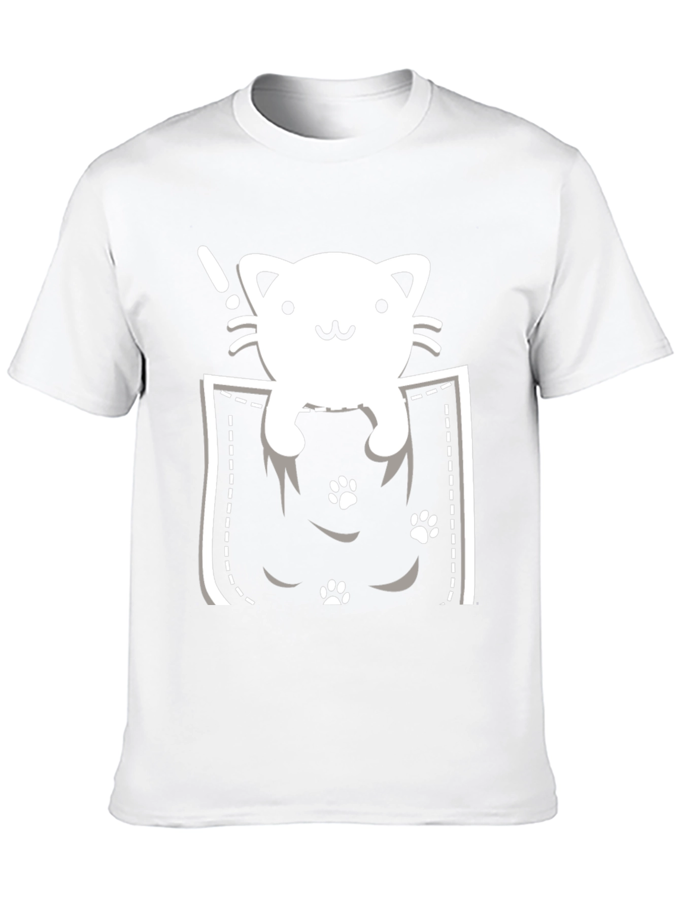 Cute Cat Pocket T-Shirt - Black Tee