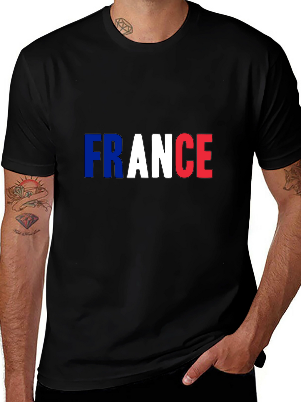 France Flag T-Shirt - Mens Black Tee