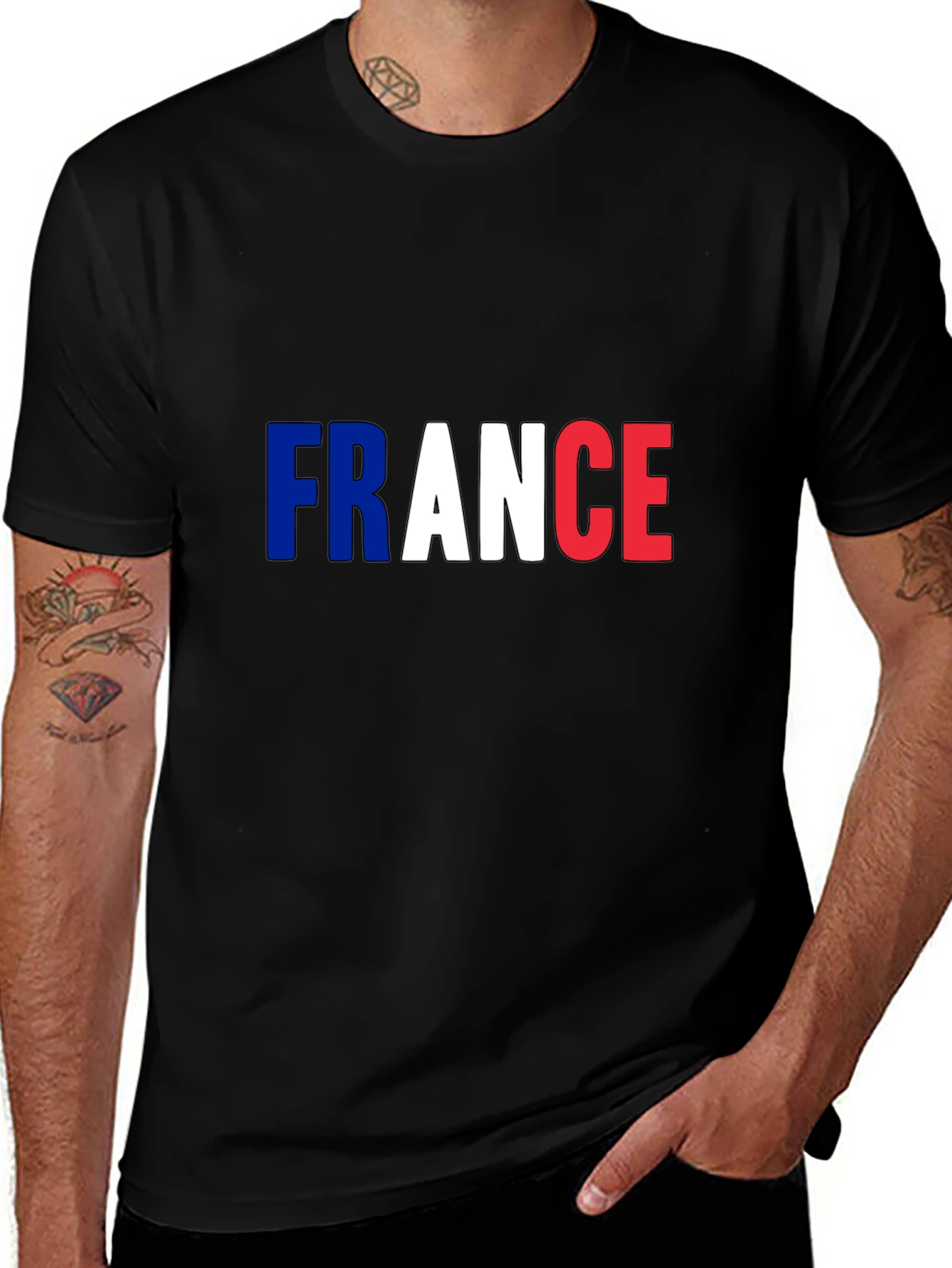 France Flag T-Shirt - Mens Black Tee