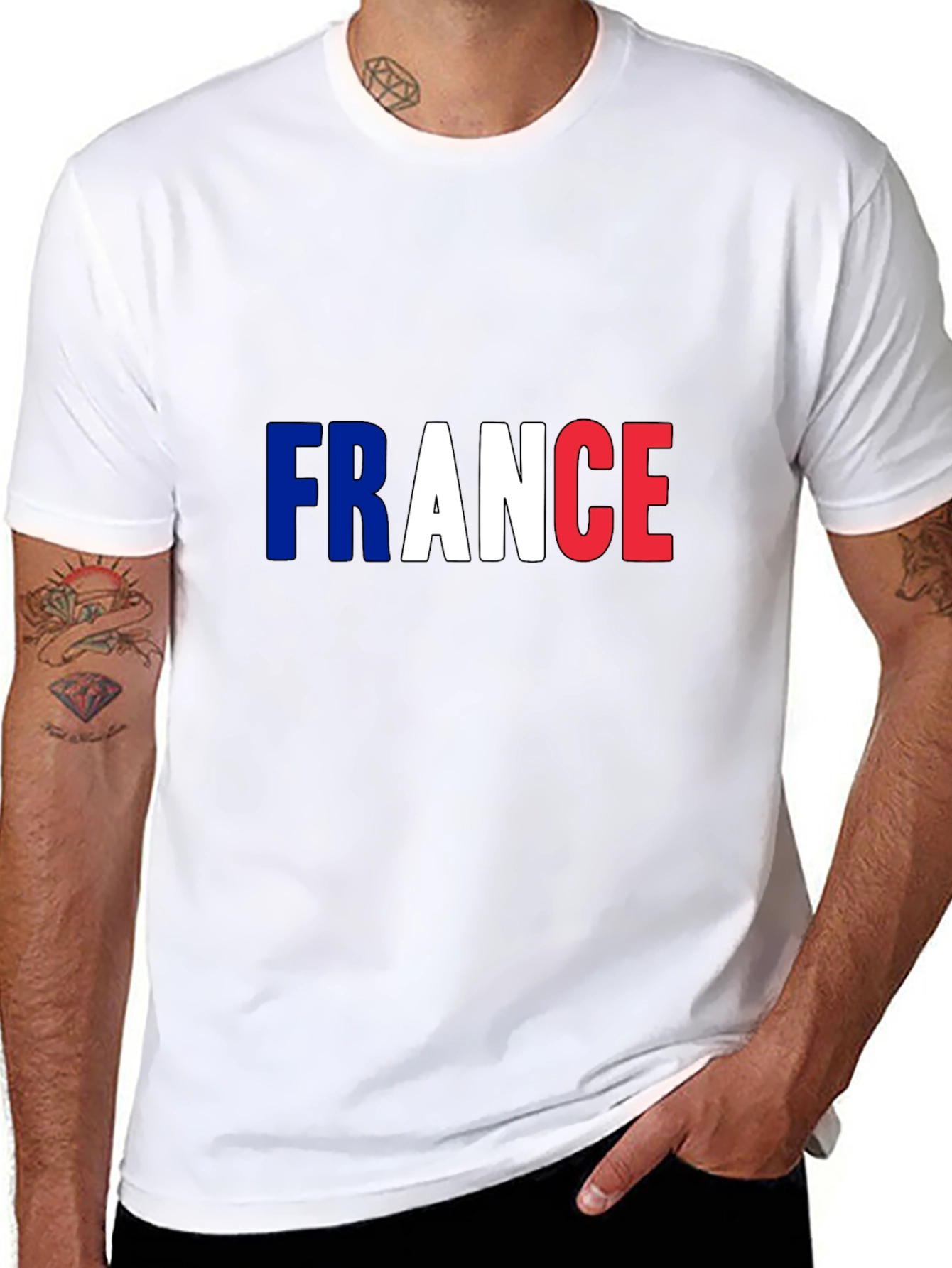 France Flag T-Shirt - Mens Black Tee