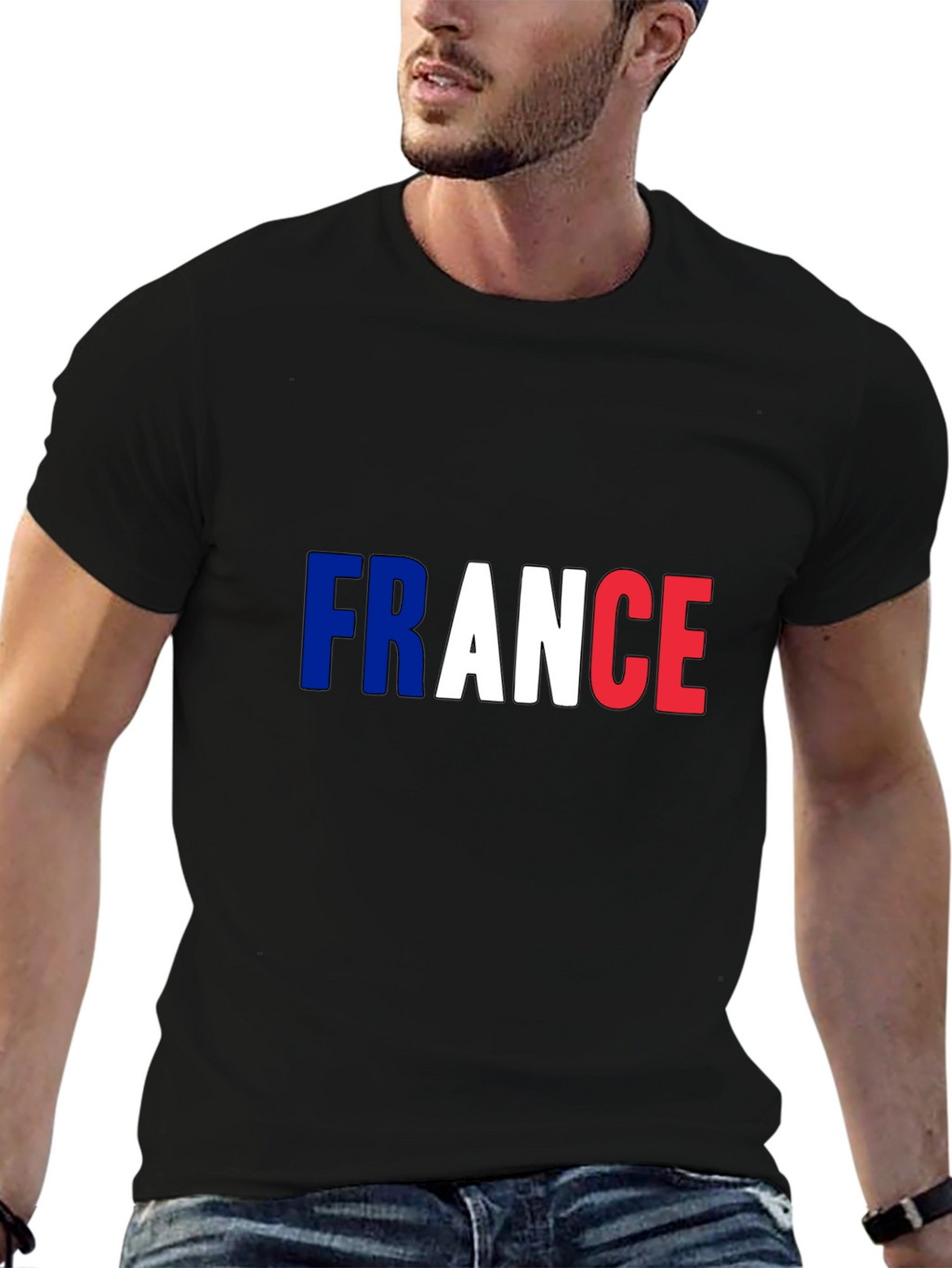 France Flag T-Shirt - Mens Black Tee