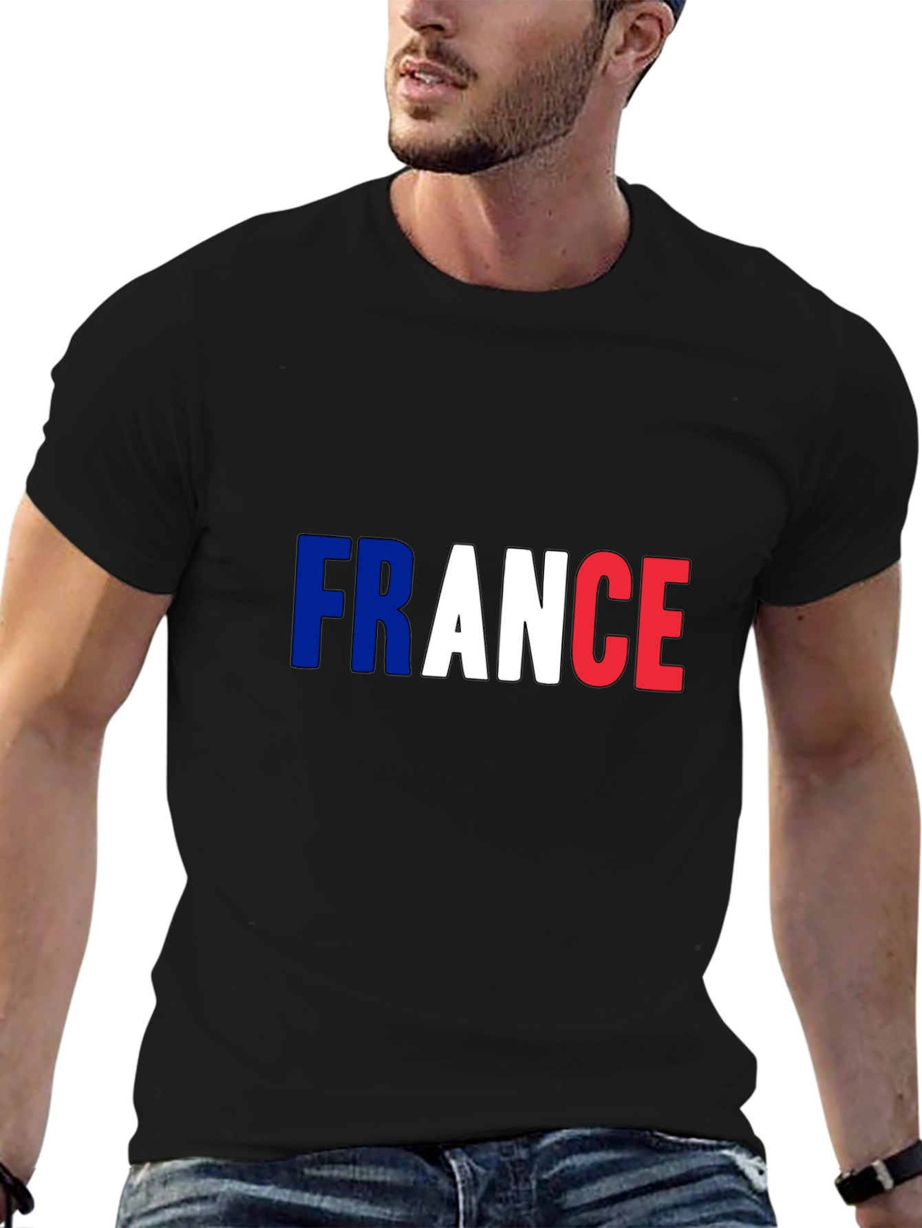 France Flag T-Shirt - Mens Black Tee