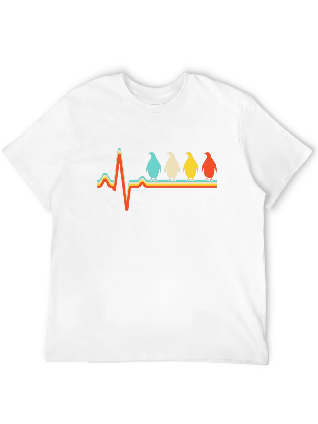 Penguin Heartbeat Retro Graphic T-Shirt