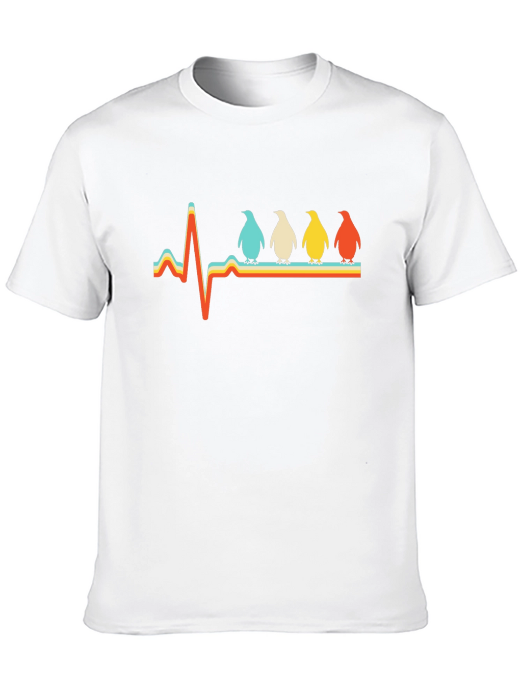 Penguin Heartbeat Retro Graphic T-Shirt
