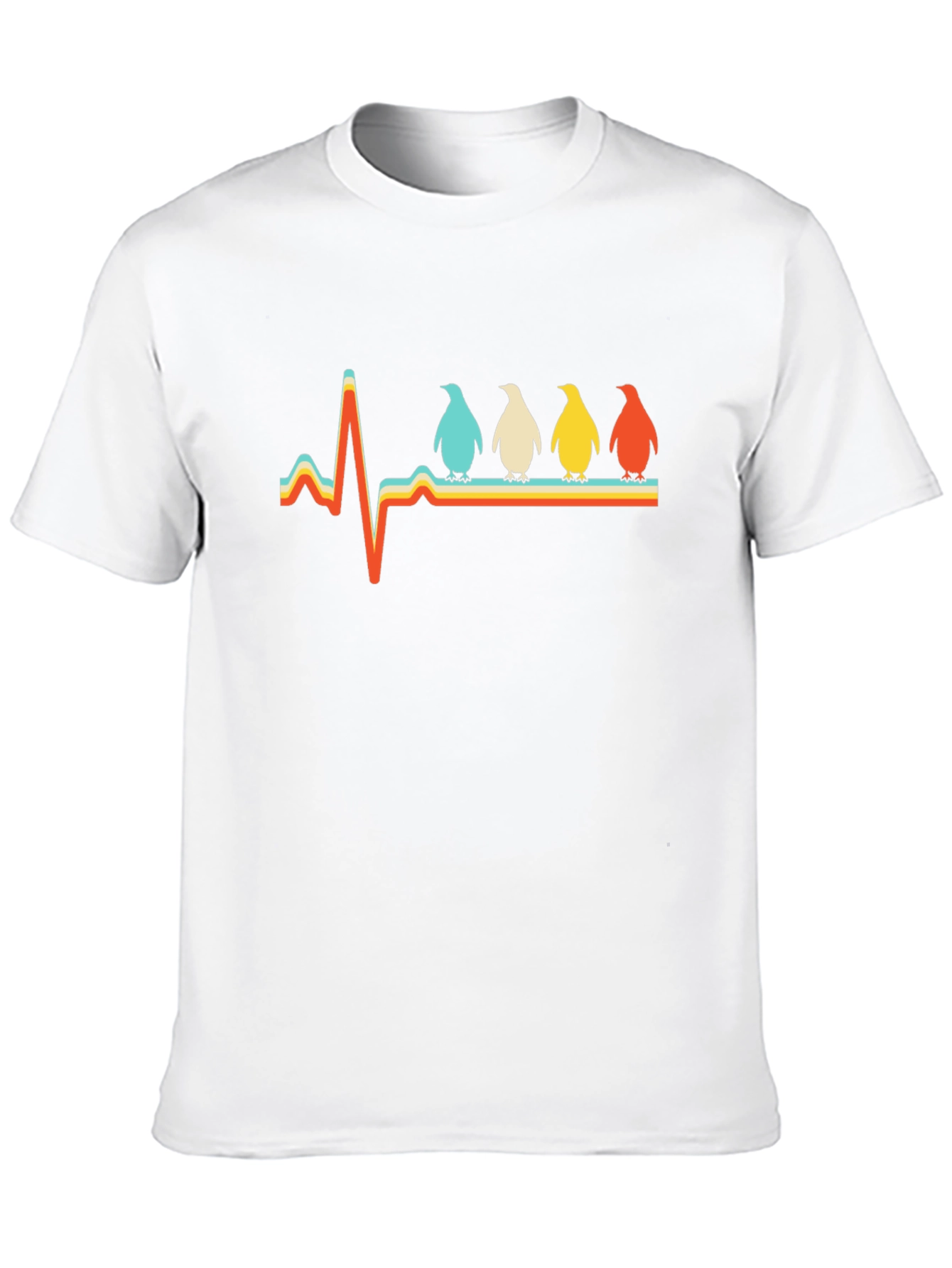 Penguin Heartbeat Retro Graphic T-Shirt