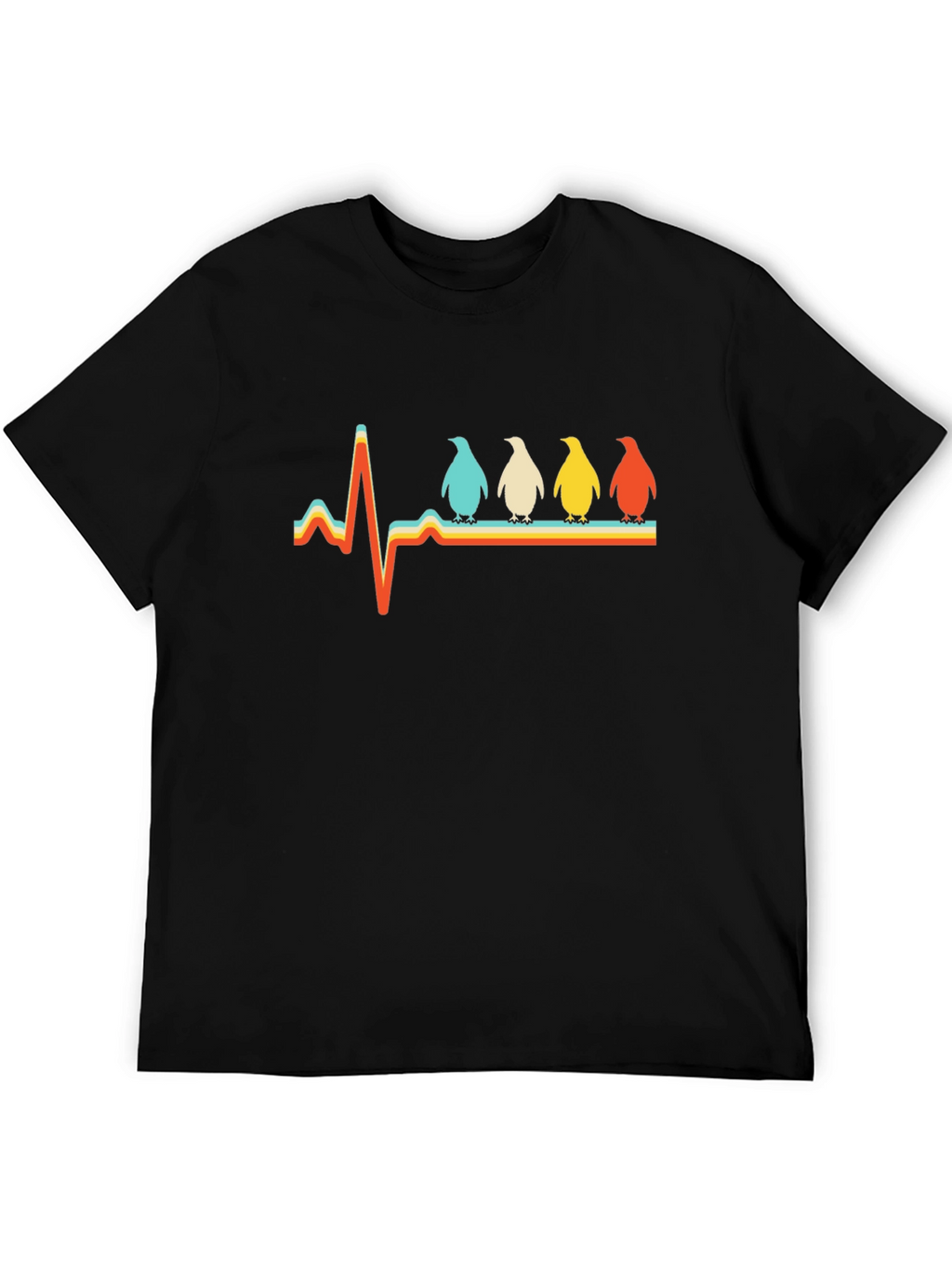 Penguin Heartbeat Retro Graphic T-Shirt