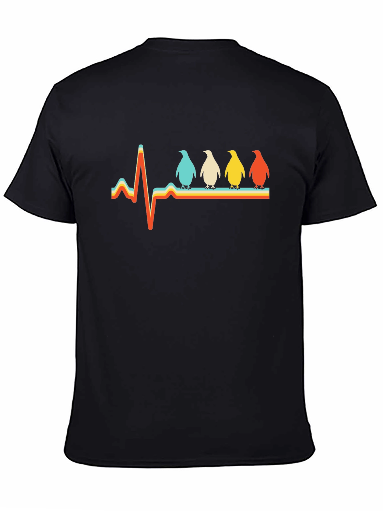 Penguin Heartbeat Retro Graphic T-Shirt