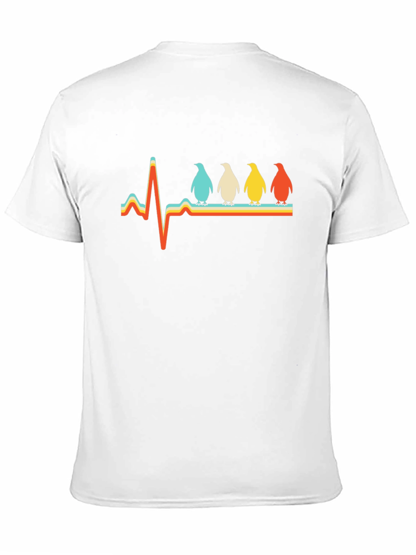 Penguin Heartbeat Retro Graphic T-Shirt