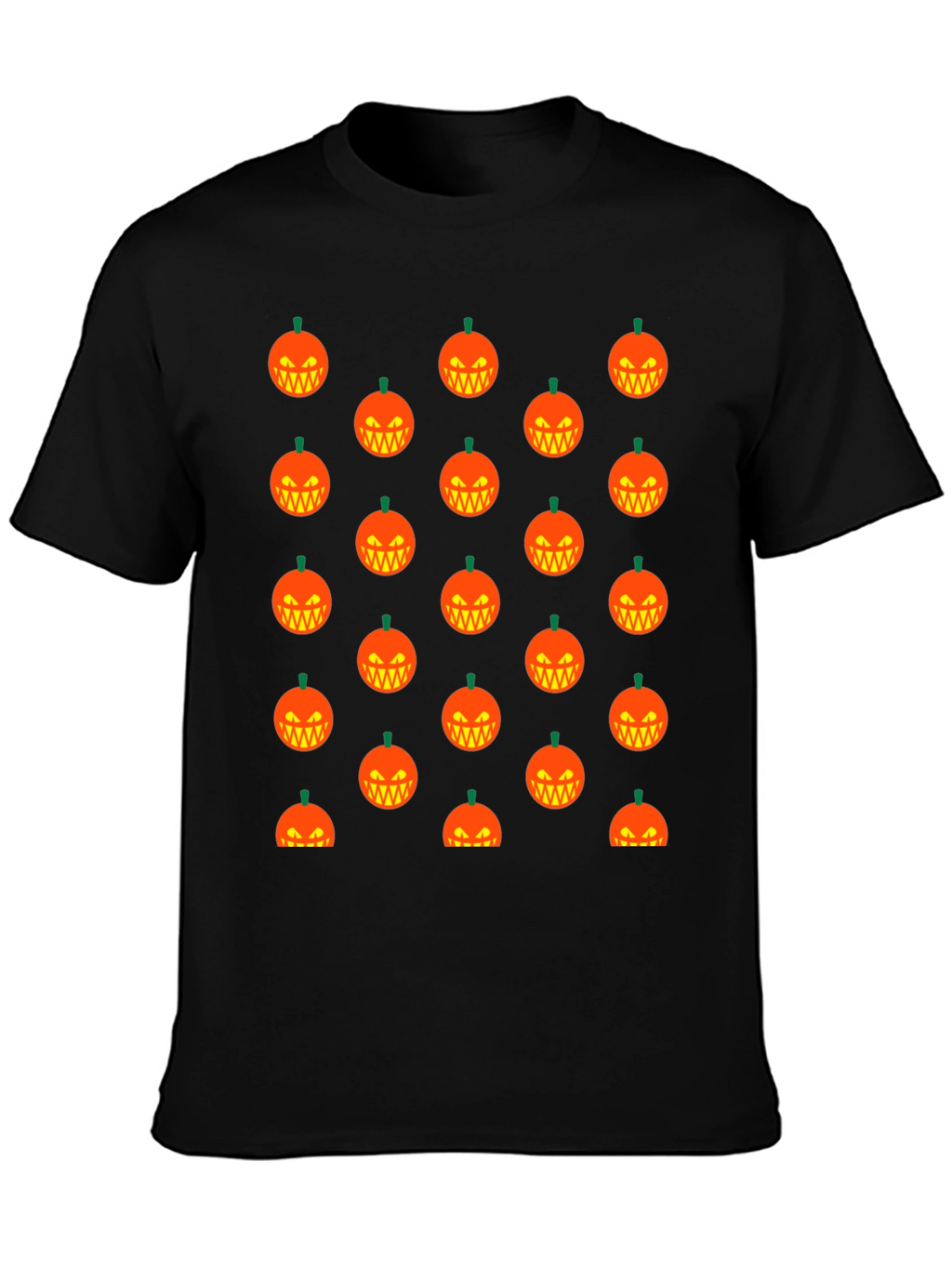 Halloween Pumpkin Pattern T-Shirt - Black