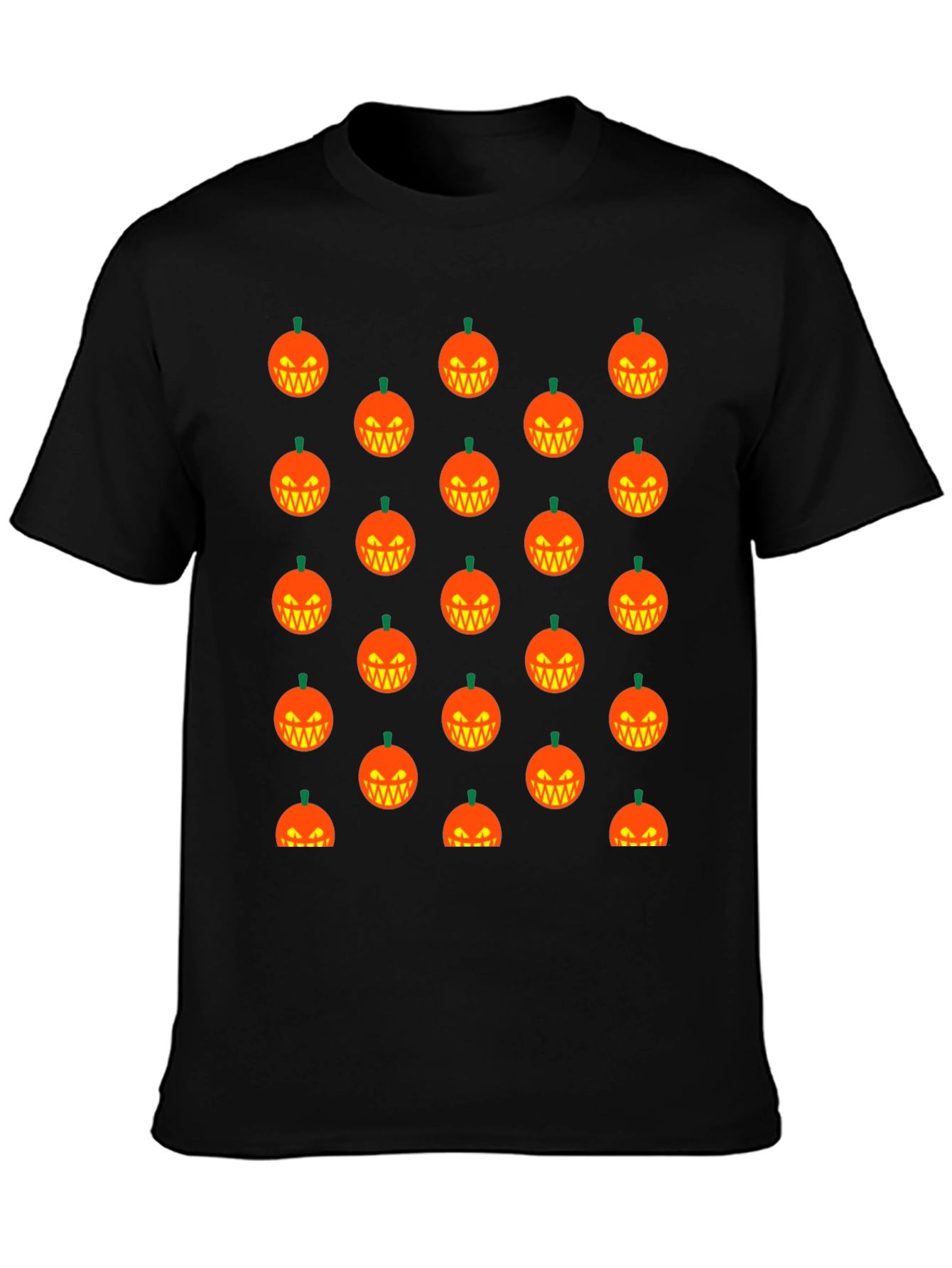 Halloween Pumpkin Pattern T-Shirt - Black