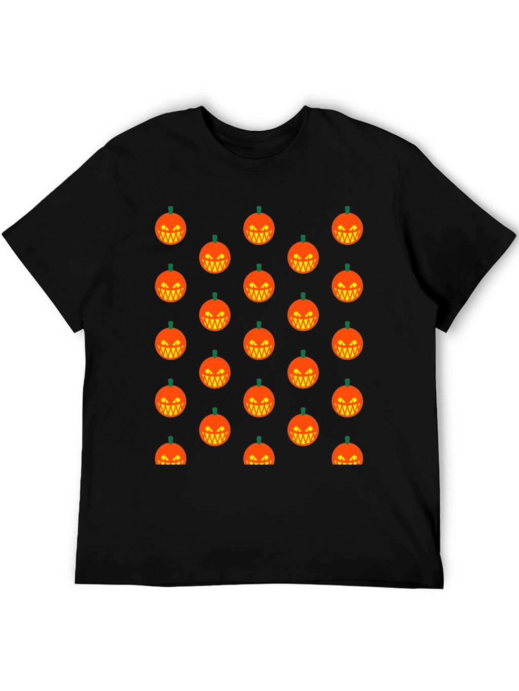 Halloween Pumpkin Pattern T-Shirt - Black