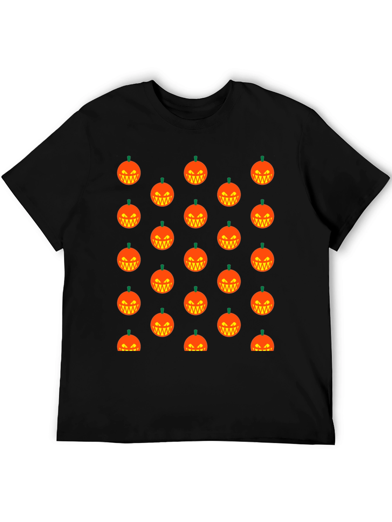 Halloween Pumpkin Pattern T-Shirt - Black