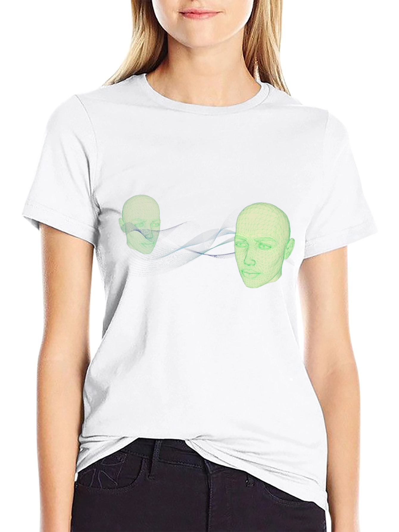 Abstract Head Connection Black T-Shirt