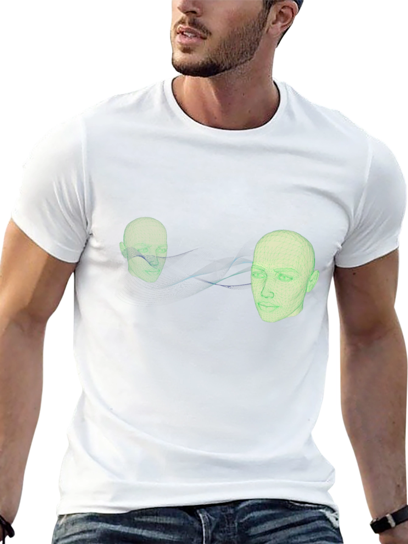 Abstract Head Connection Black T-Shirt