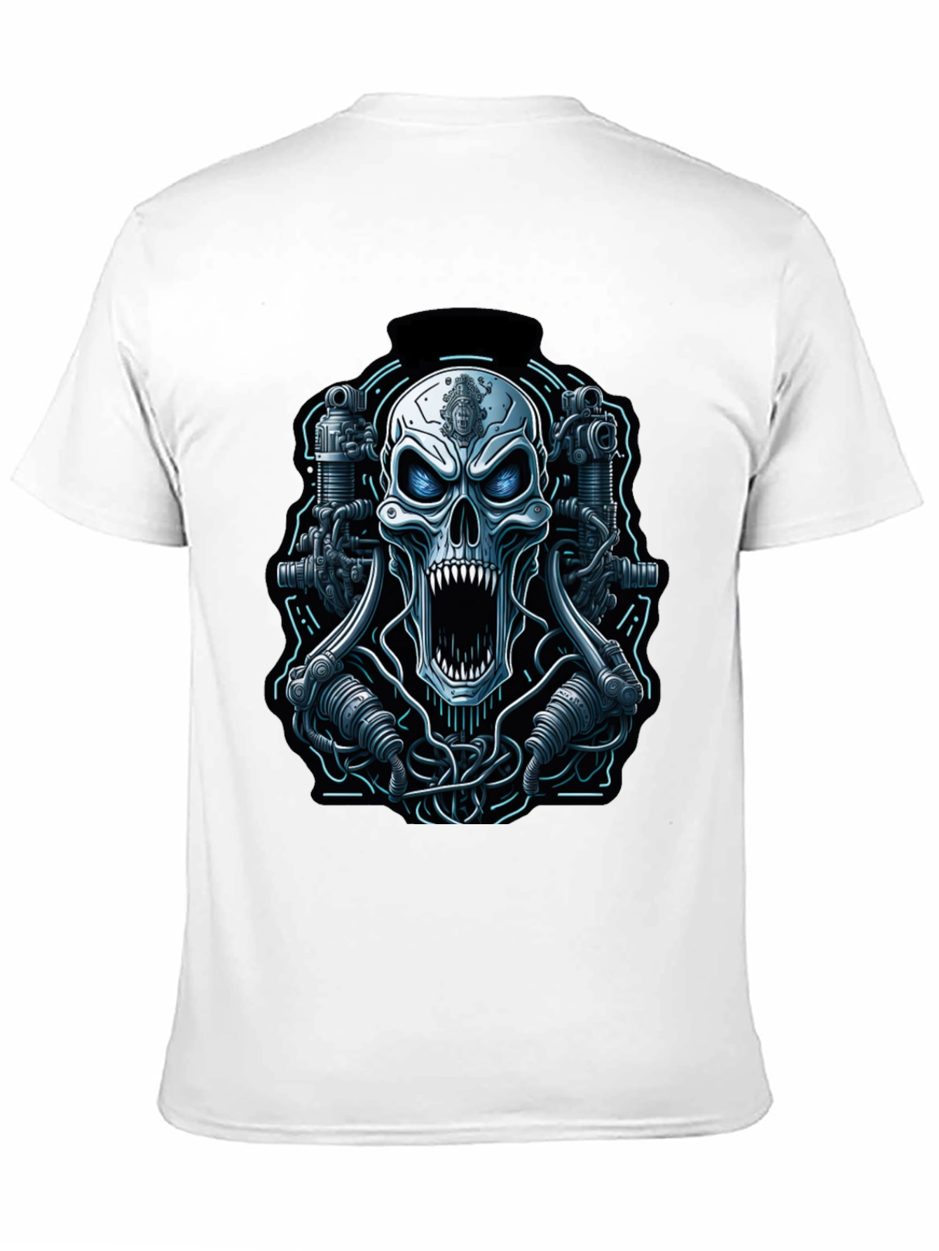 Cyberpunk Skull Graphic Tee - Mens Black T-Shirt