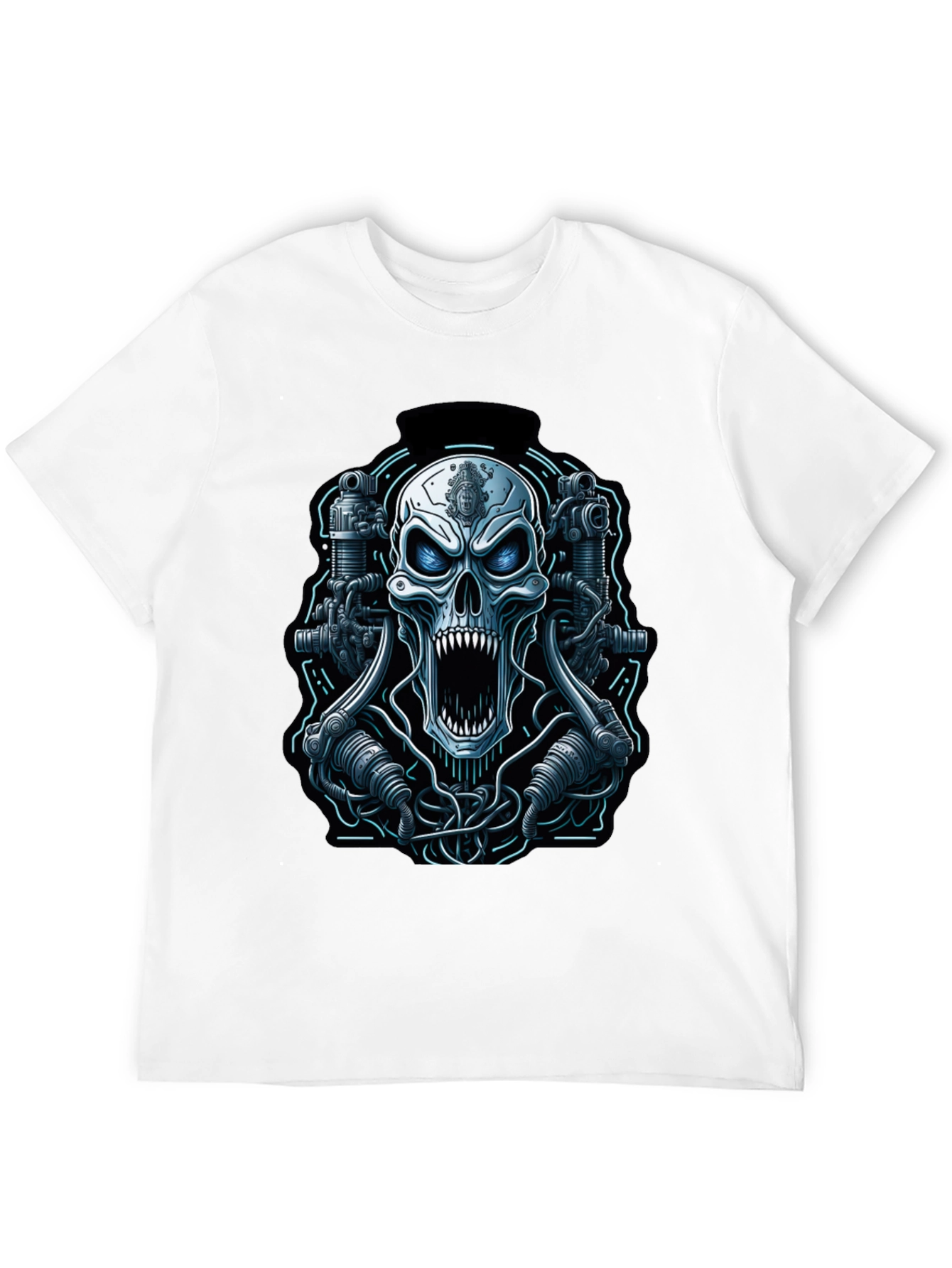 Cyberpunk Skull Graphic Tee - Mens Black T-Shirt