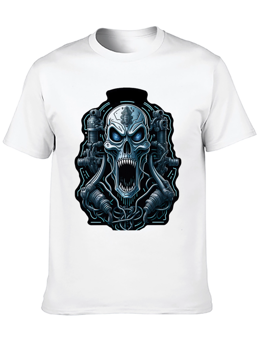 Cyberpunk Skull Graphic Tee - Mens Black T-Shirt