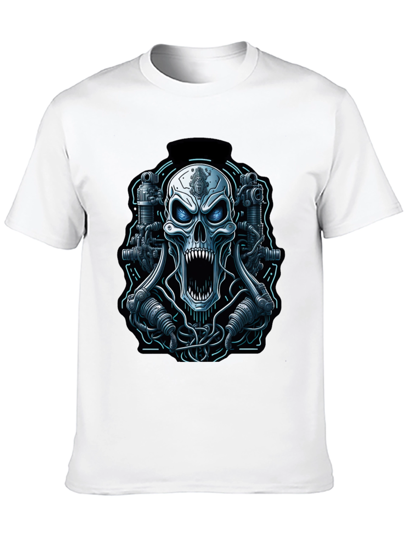 Cyberpunk Skull Graphic Tee - Mens Black T-Shirt