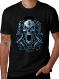 Cyberpunk Skull Graphic Tee - Mens Black T-Shirt