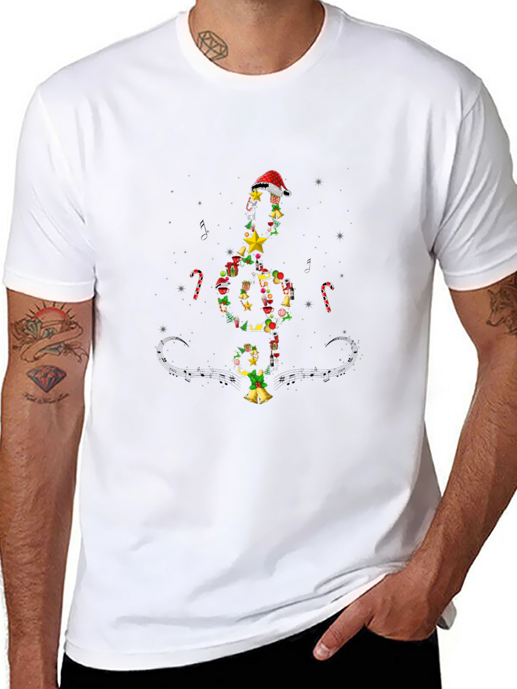 Festive Christmas Music Note T-Shirt