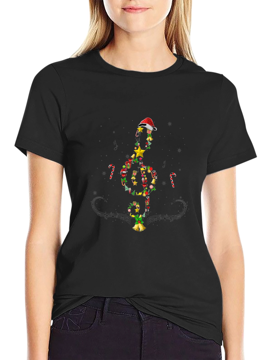 Festive Christmas Music Note T-Shirt