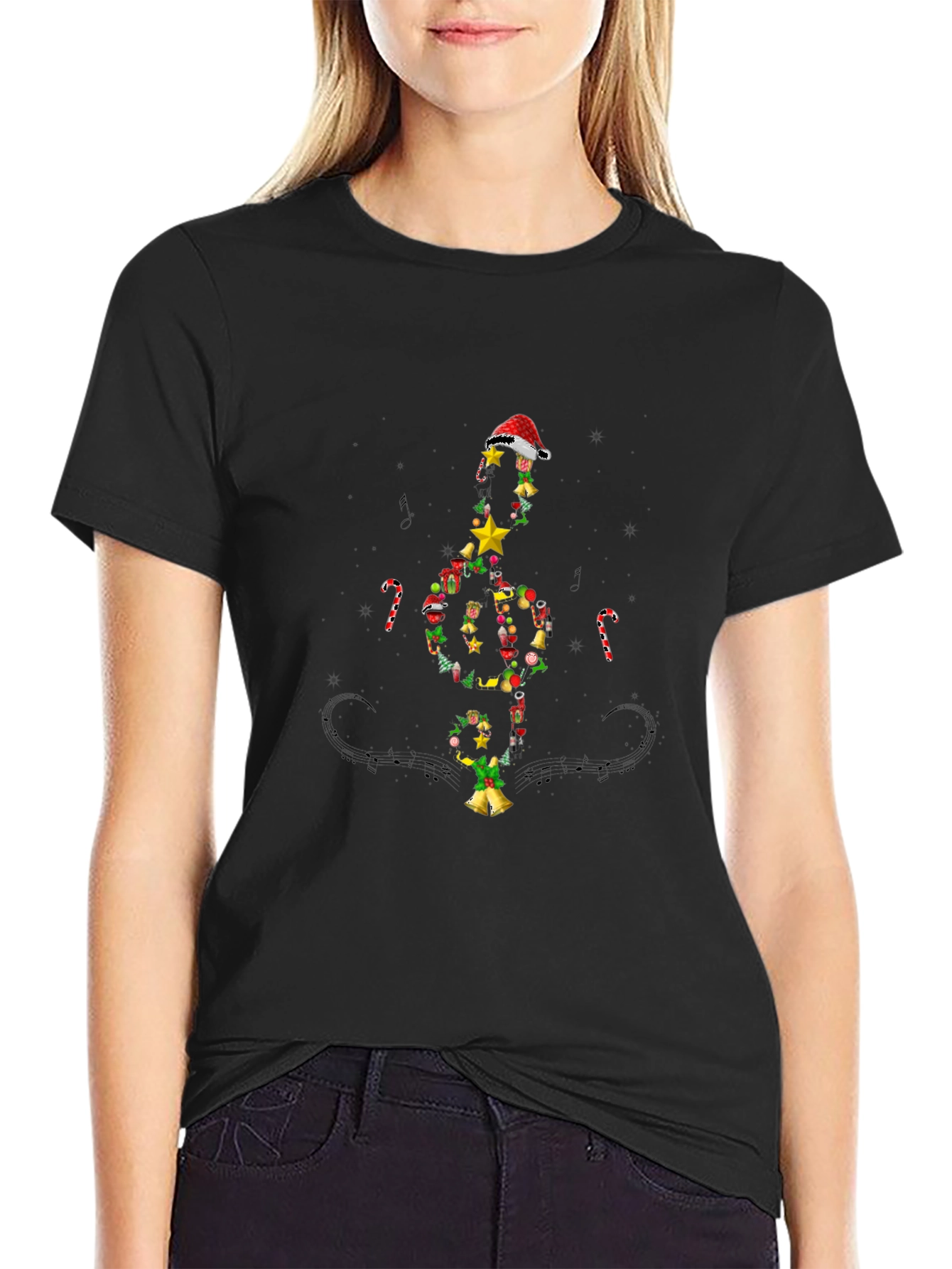 Festive Christmas Music Note T-Shirt