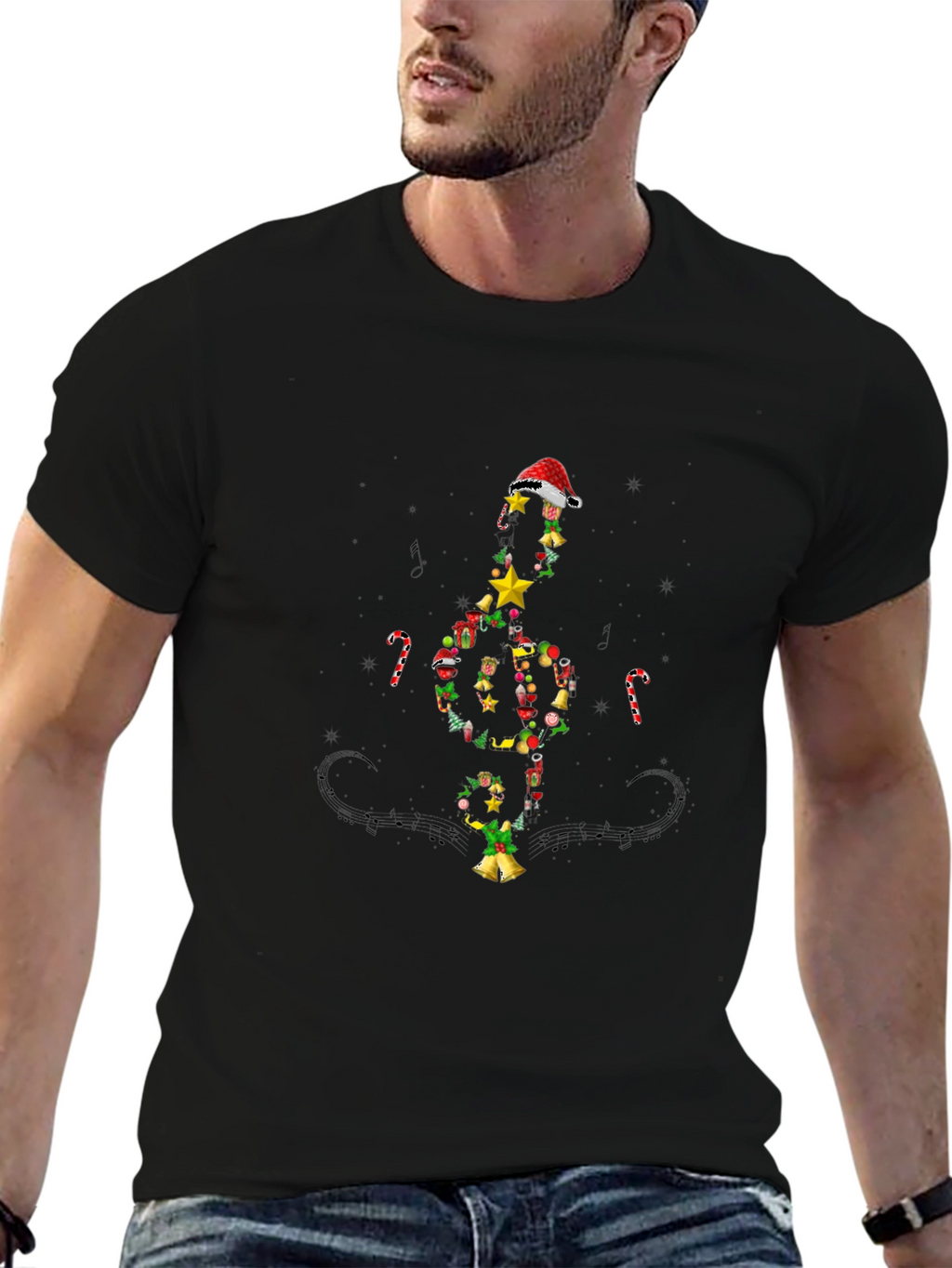 Festive Christmas Music Note T-Shirt