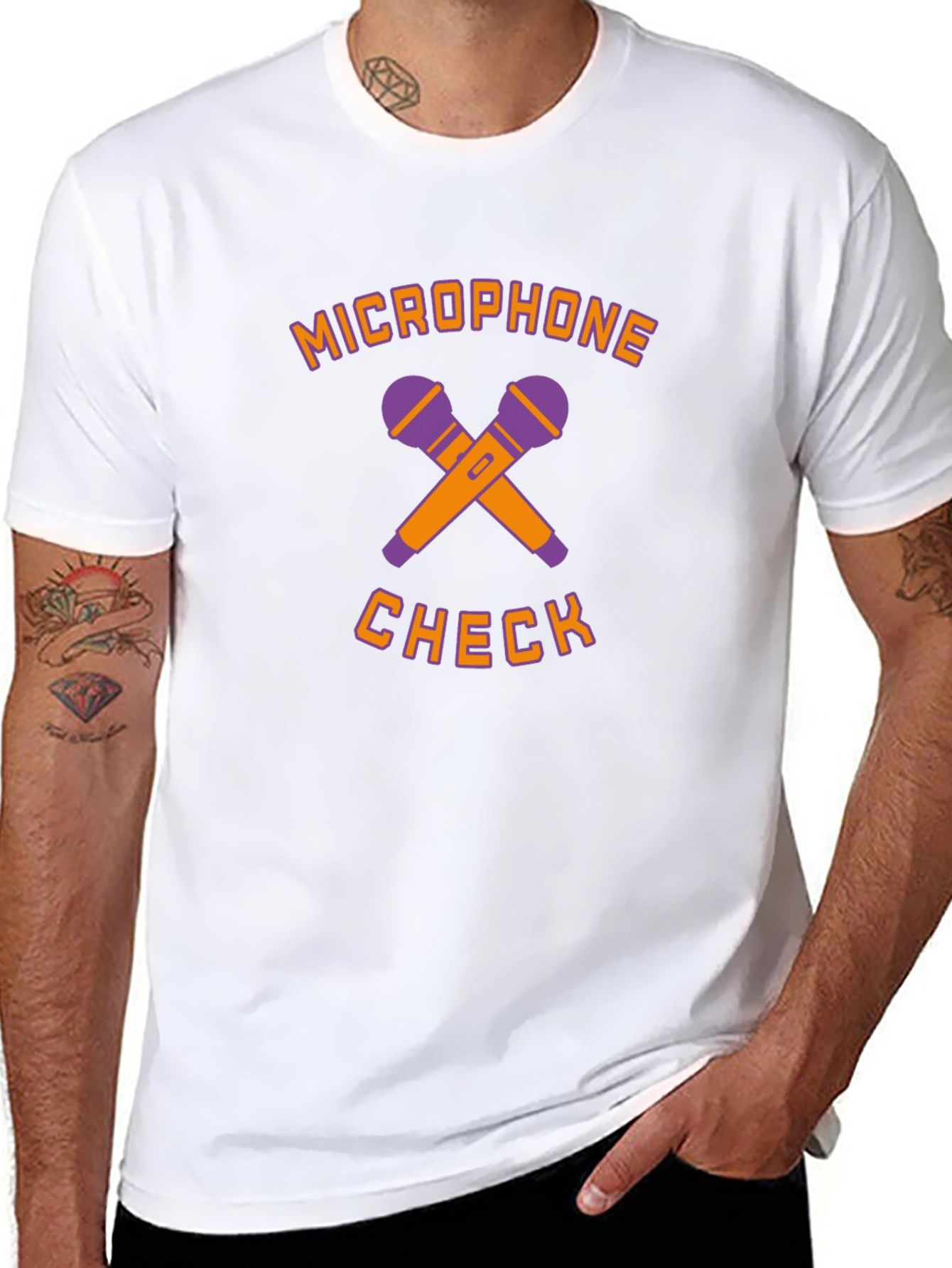 Microphone Check Graphic T-Shirt - Black