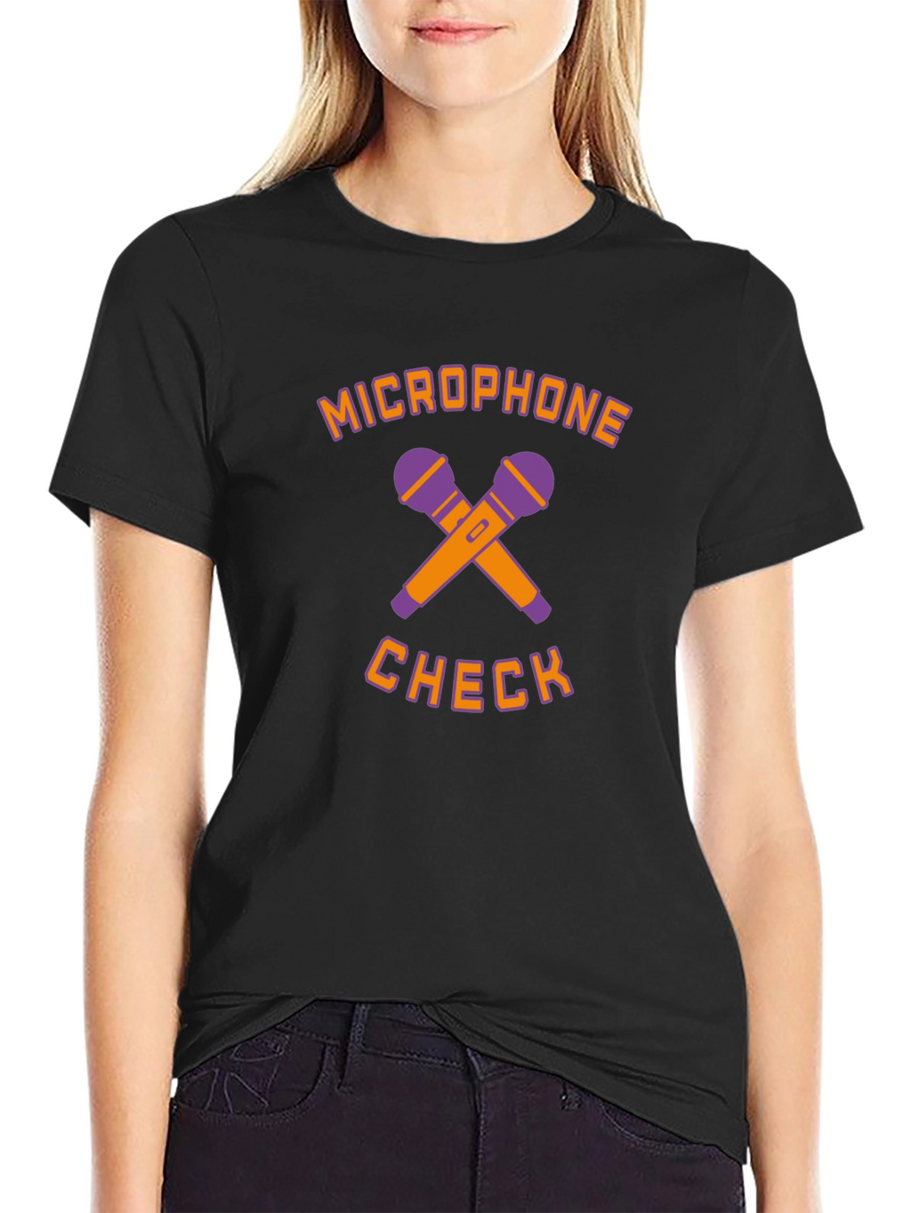 Microphone Check Graphic T-Shirt - Black