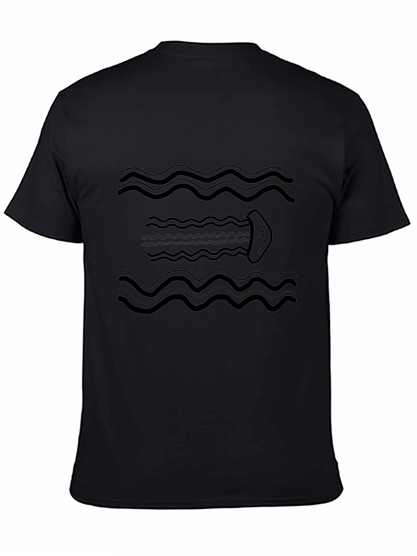 Wavy Jellyfish Black Graphic Tee