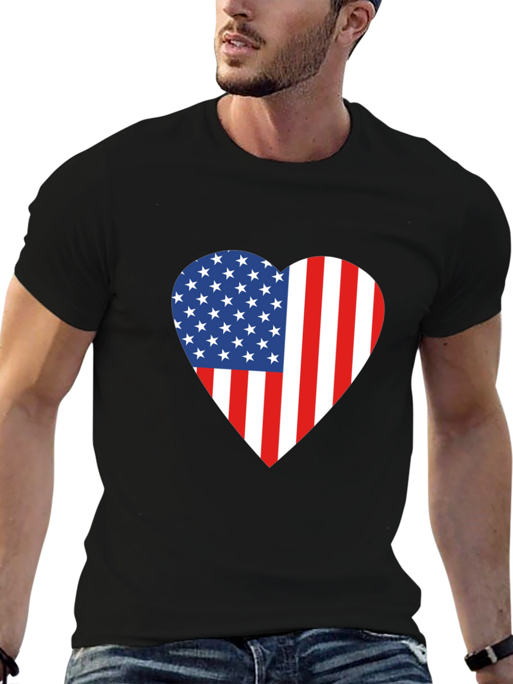 American Flag Heart Graphic T-Shirt
