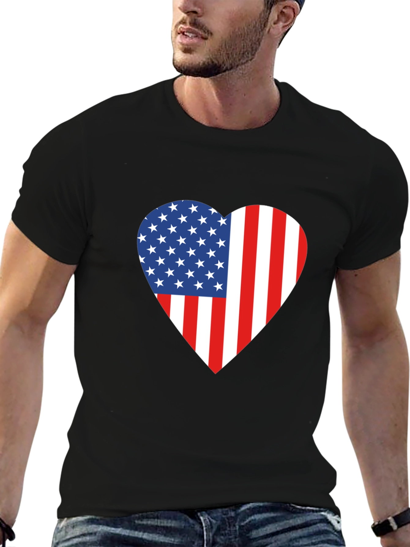 American Flag Heart Graphic T-Shirt
