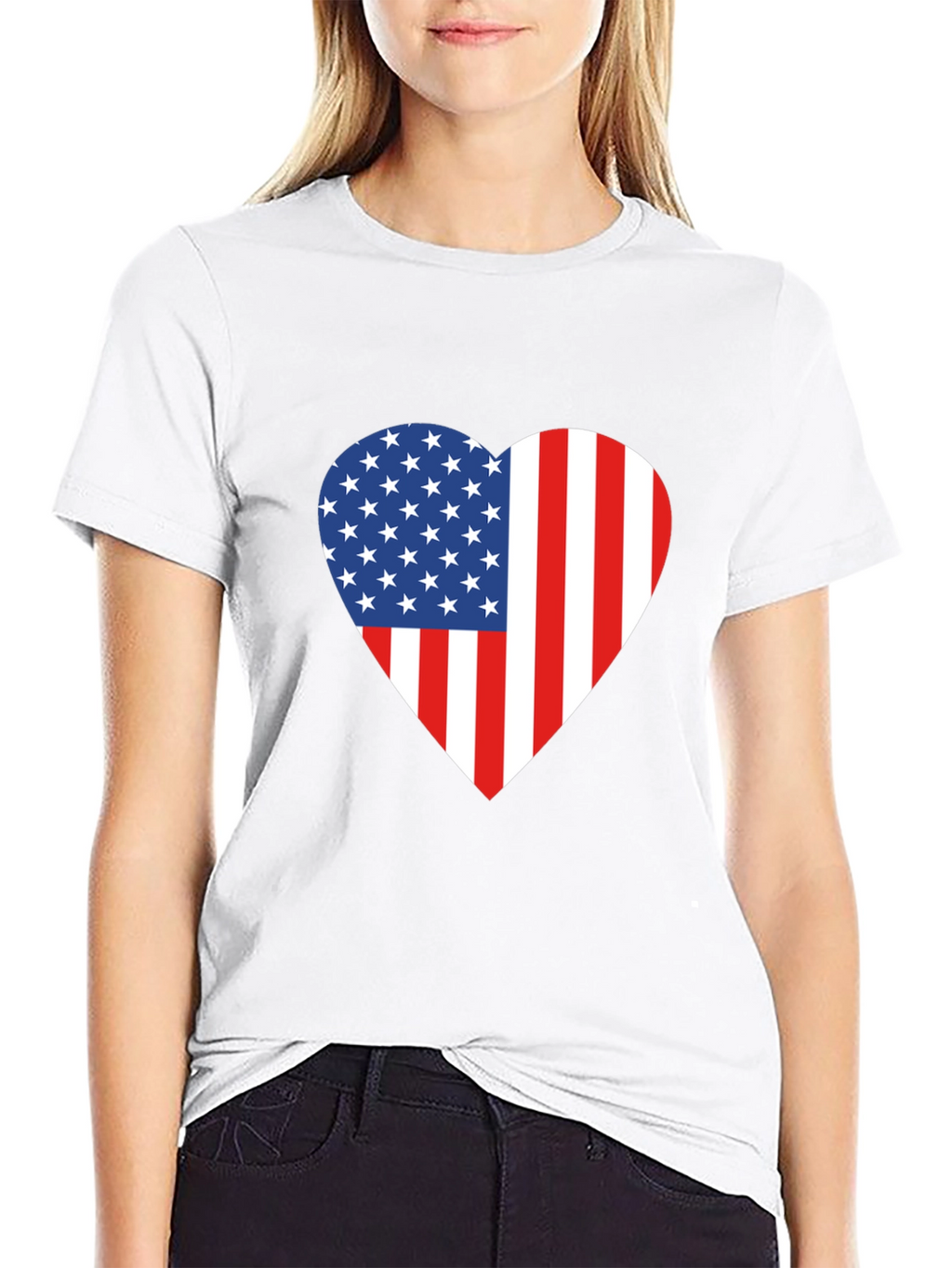 American Flag Heart Graphic T-Shirt