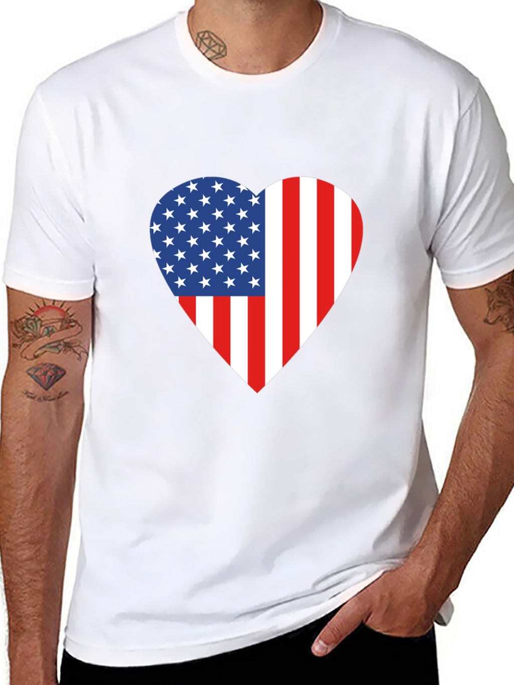 American Flag Heart Graphic T-Shirt